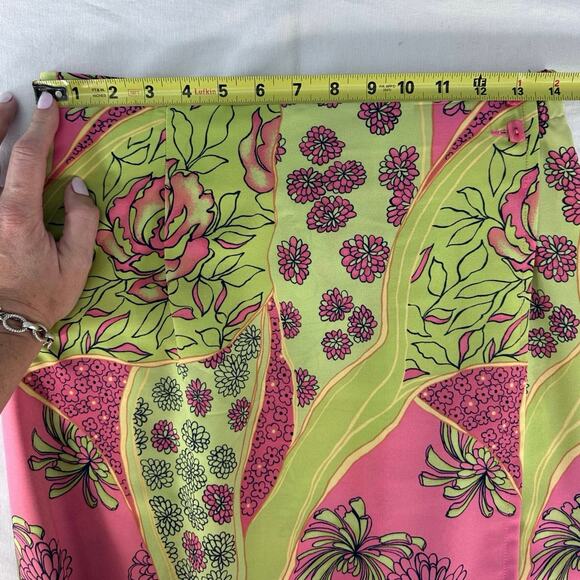 Vintage Sag Harbor Womens sz 10 faux Wrap Midi Skirt Floral Bright Vacation 90s - Picture 6 of 9